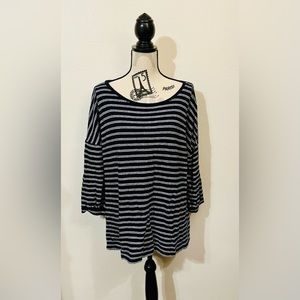 Talbots 0X 3/4 sleeve striped top, terry cloth fabric